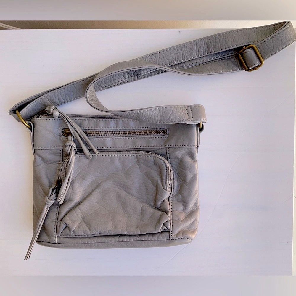 Bueno leather gray crossbody shoulder bag - Picture 2 of 9